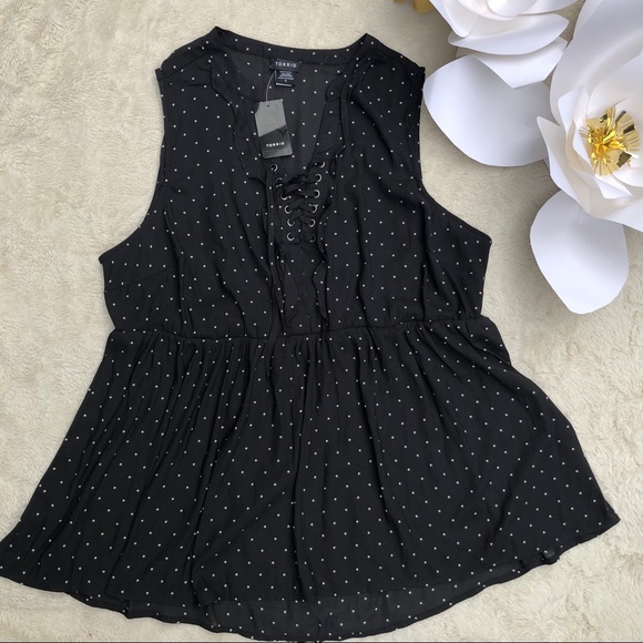 torrid Tops - 🆕 TORRID Sleeveless Polka Dot Lace Up Top